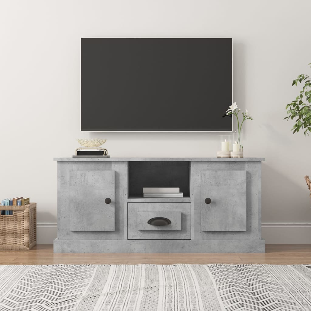 Meuble TV gris béton 100x35,5x45 cm bois d'ingénierie - XIOS