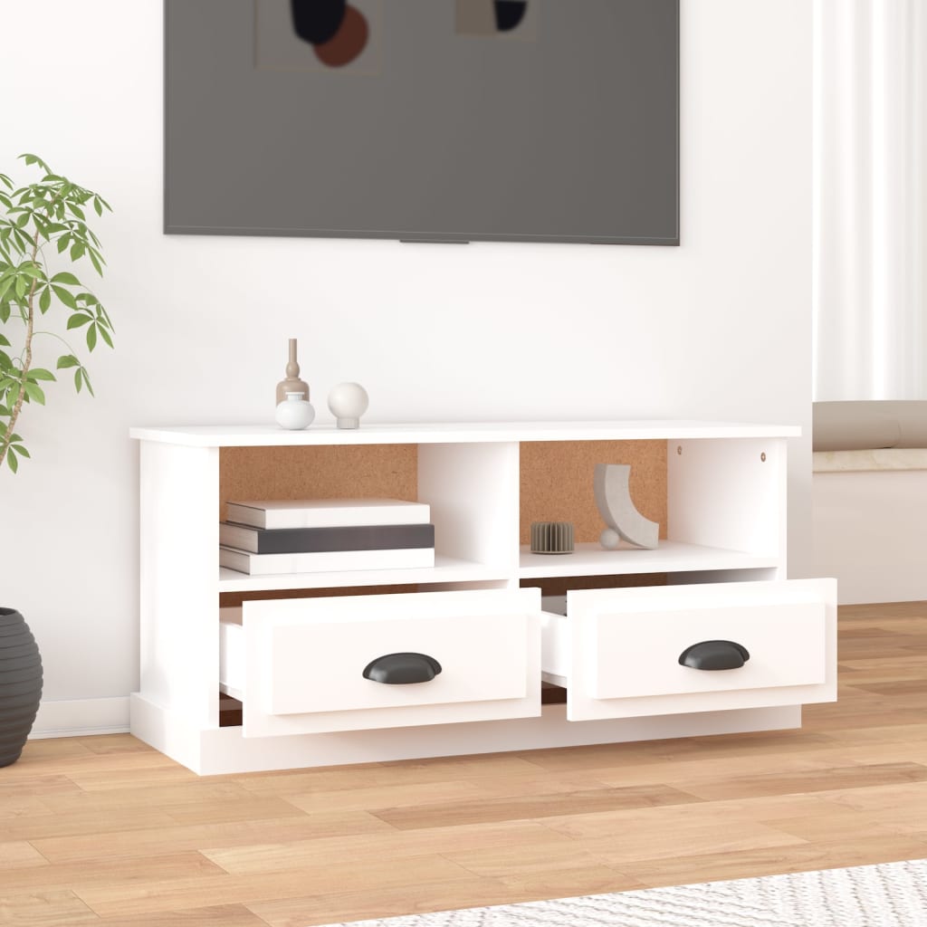 Meuble TV blanc 93x35,5x45 cm bois d'ingénierie - XIOS