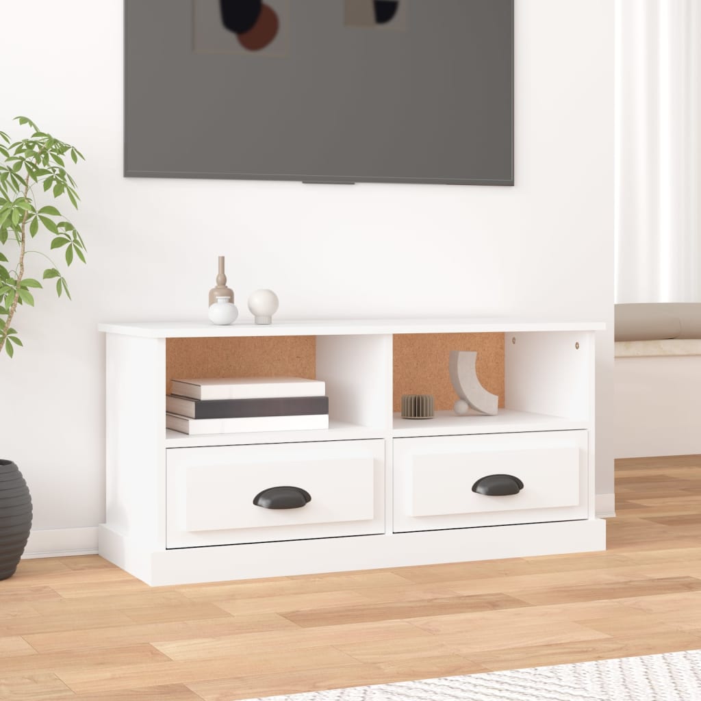 Meuble TV blanc 93x35,5x45 cm bois d'ingénierie - XIOS