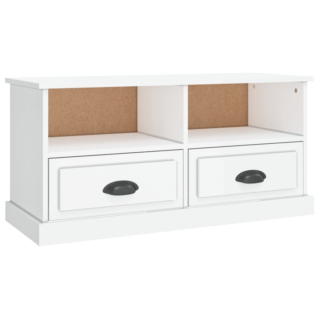 Meuble TV blanc brillant 93x35,5x45 cm bois d'ingénierie - XIOS