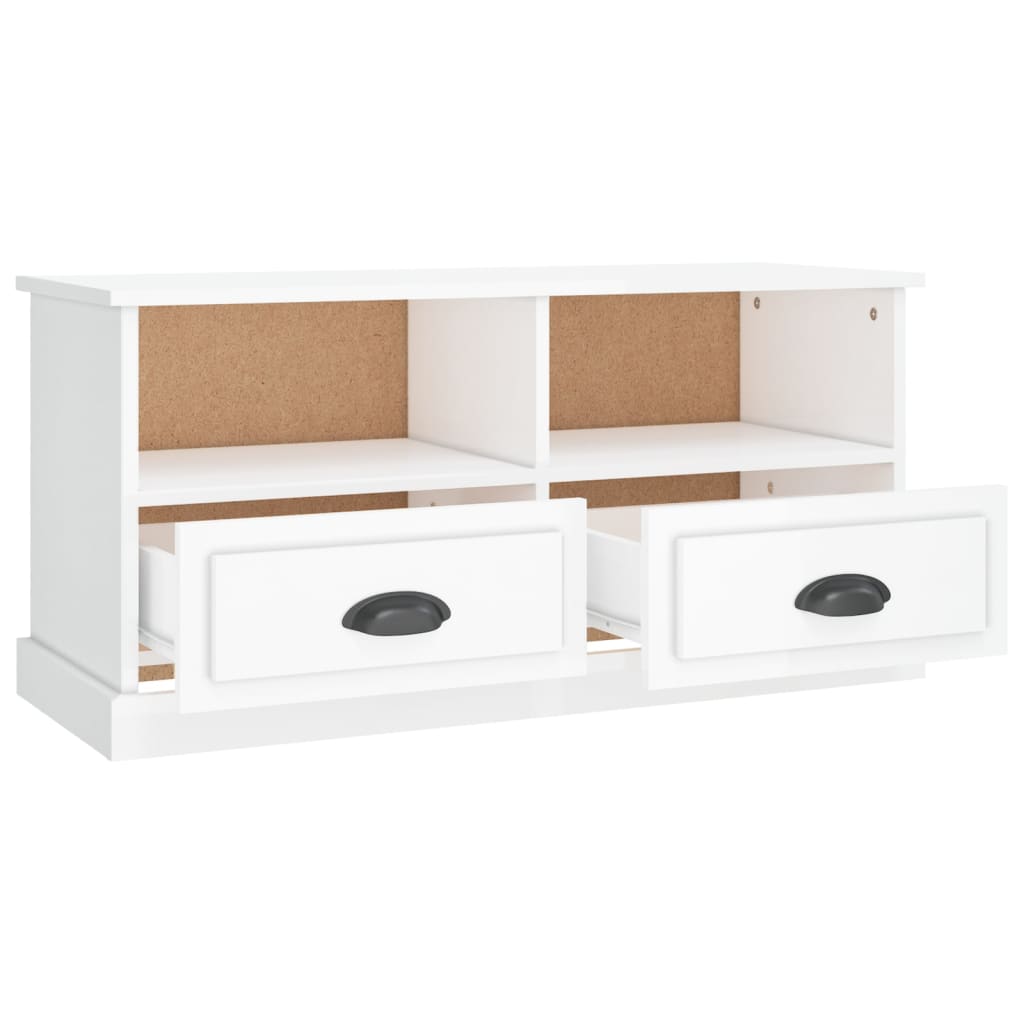 Meuble TV blanc brillant 93x35,5x45 cm bois d'ingénierie - XIOS