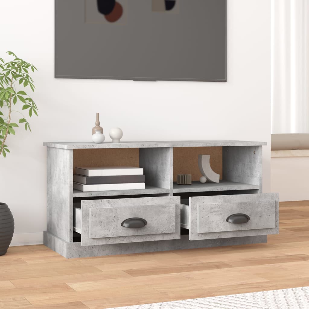 Meuble TV gris béton 93x35,5x45 cm bois d'ingénierie - XIOS