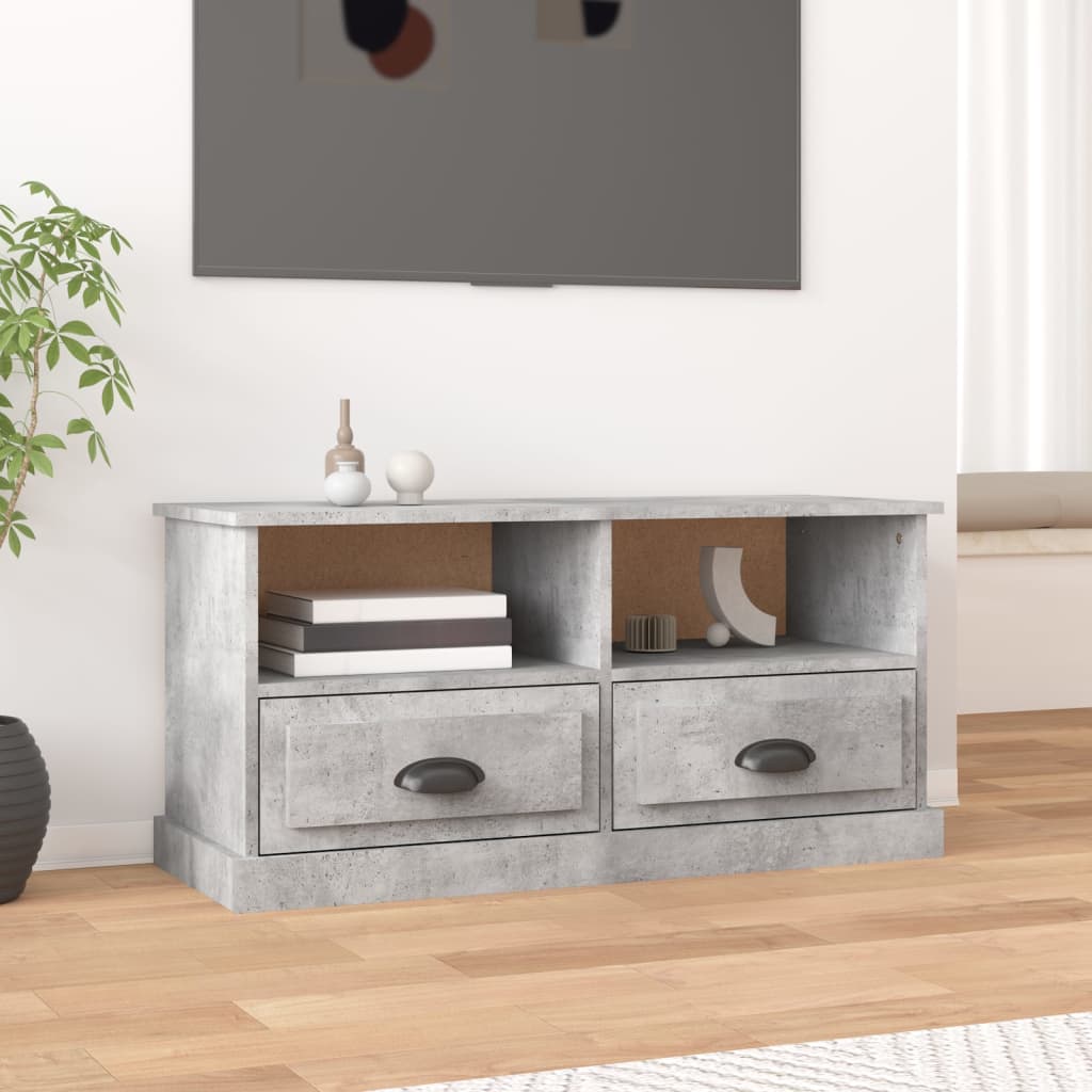 Meuble TV gris béton 93x35,5x45 cm bois d'ingénierie - XIOS