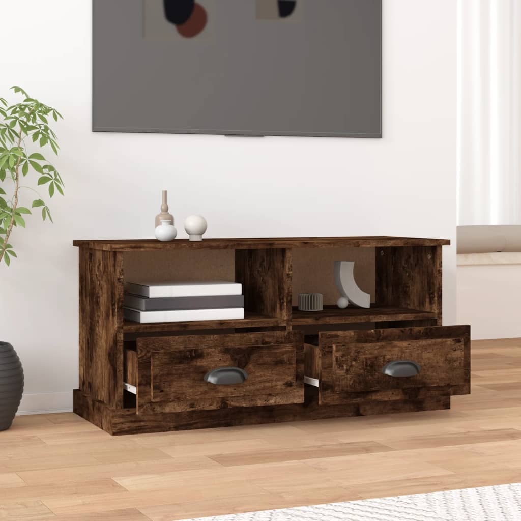Meuble TV chêne fumé 93x35,5x45 cm bois d'ingénierie - XIOS