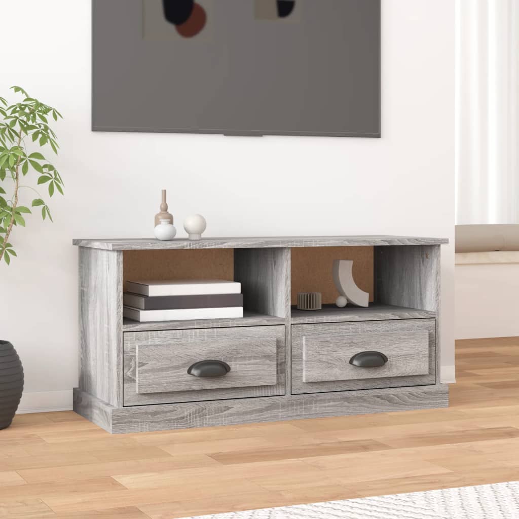 Meuble TV sonoma gris 93x35,5x45 cm bois d'ingénierie - XIOS