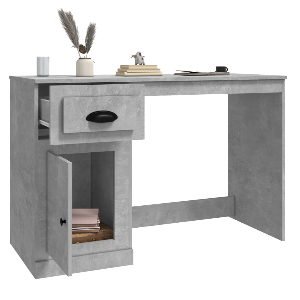 Bureau avec tiroir gris béton 115x50x75 cm bois d'ingénierie - XIOS