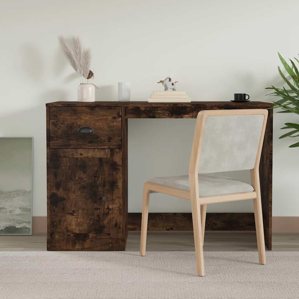 Bureau avec tiroir chêne fumé 115x50x75 cm bois d'ingénierie - XIOS