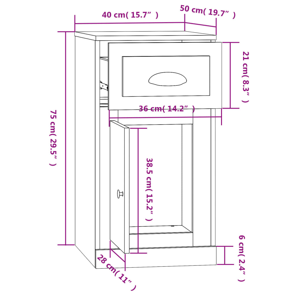 Armoire latérale avec tiroir gris béton 40x50x75 cm - XIOS