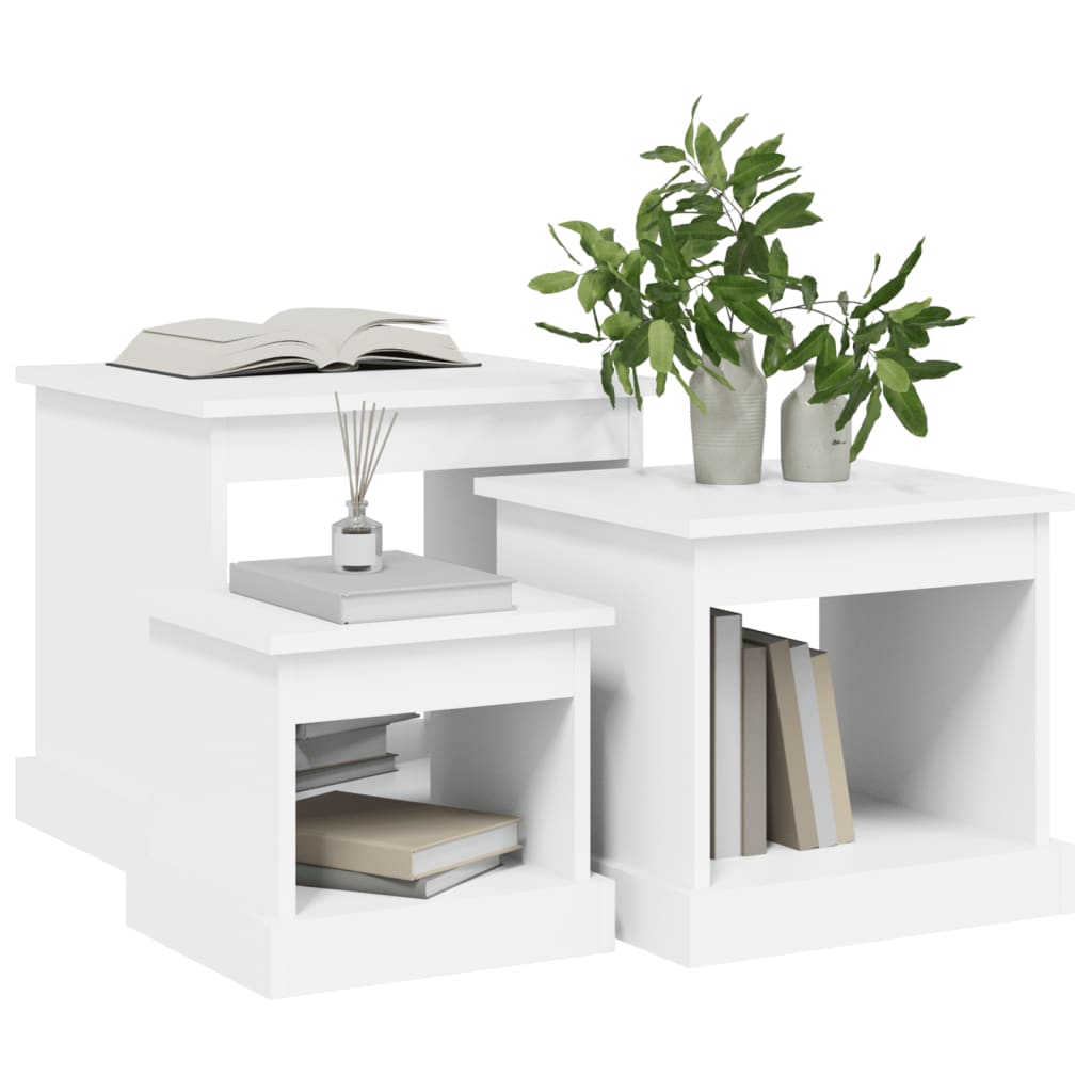 Tables basses 3 pcs blanc bois d'ingénierie - XIOS