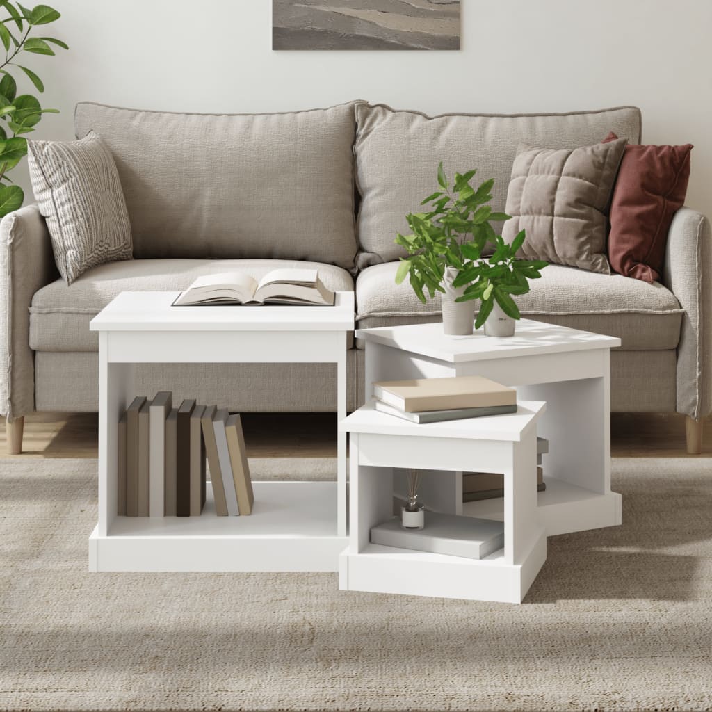 Tables basses 3 pcs blanc bois d'ingénierie - XIOS
