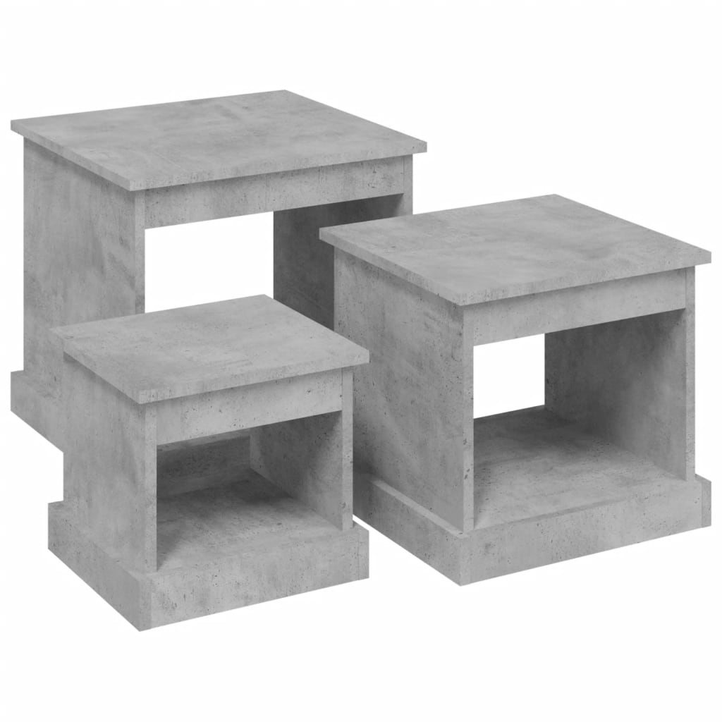 Tables basses 3 pcs gris béton bois d'ingénierie - XIOS