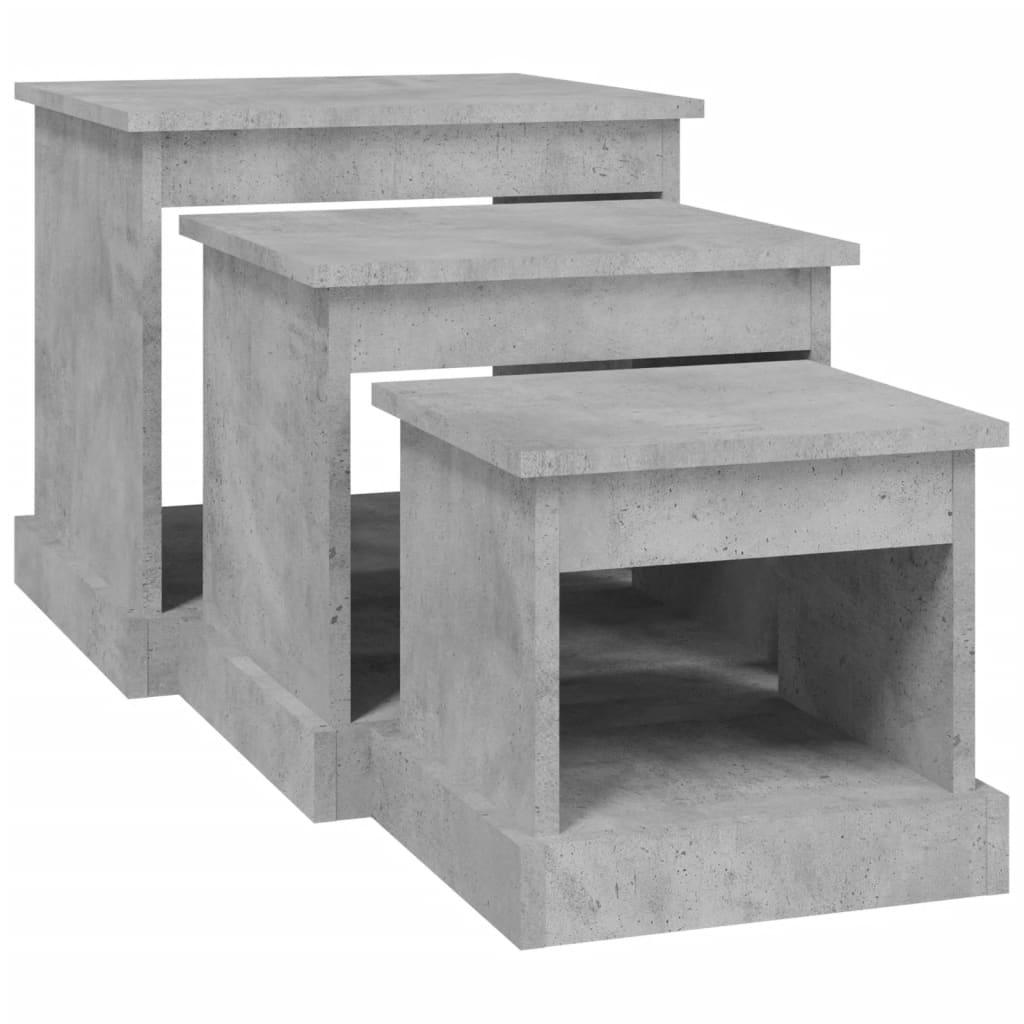 Tables basses 3 pcs gris béton bois d'ingénierie - XIOS
