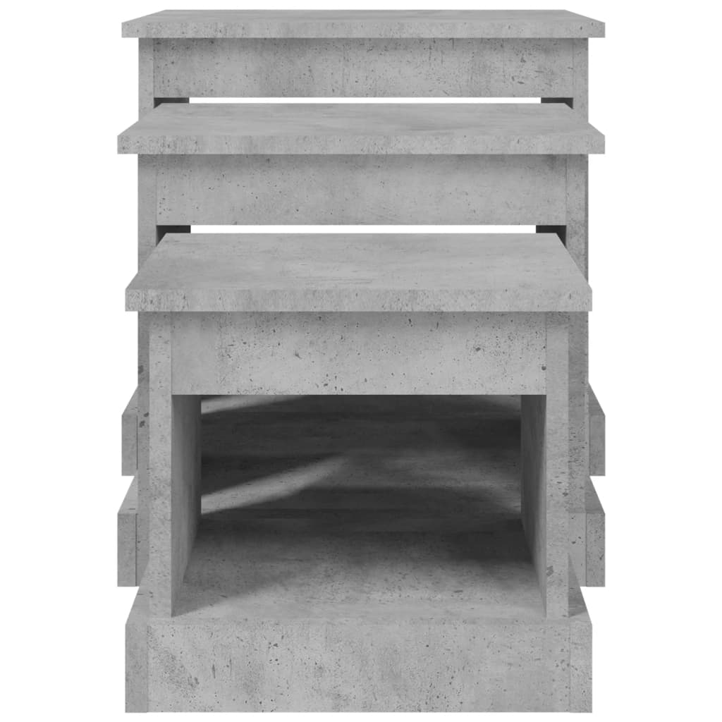 Tables basses 3 pcs gris béton bois d'ingénierie - XIOS