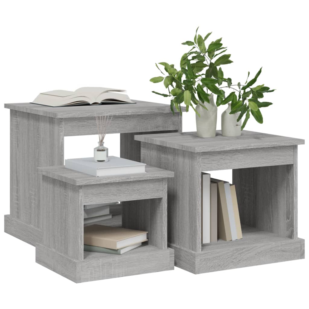 Tables basses 3 pcs sonoma gris bois d'ingénierie - XIOS