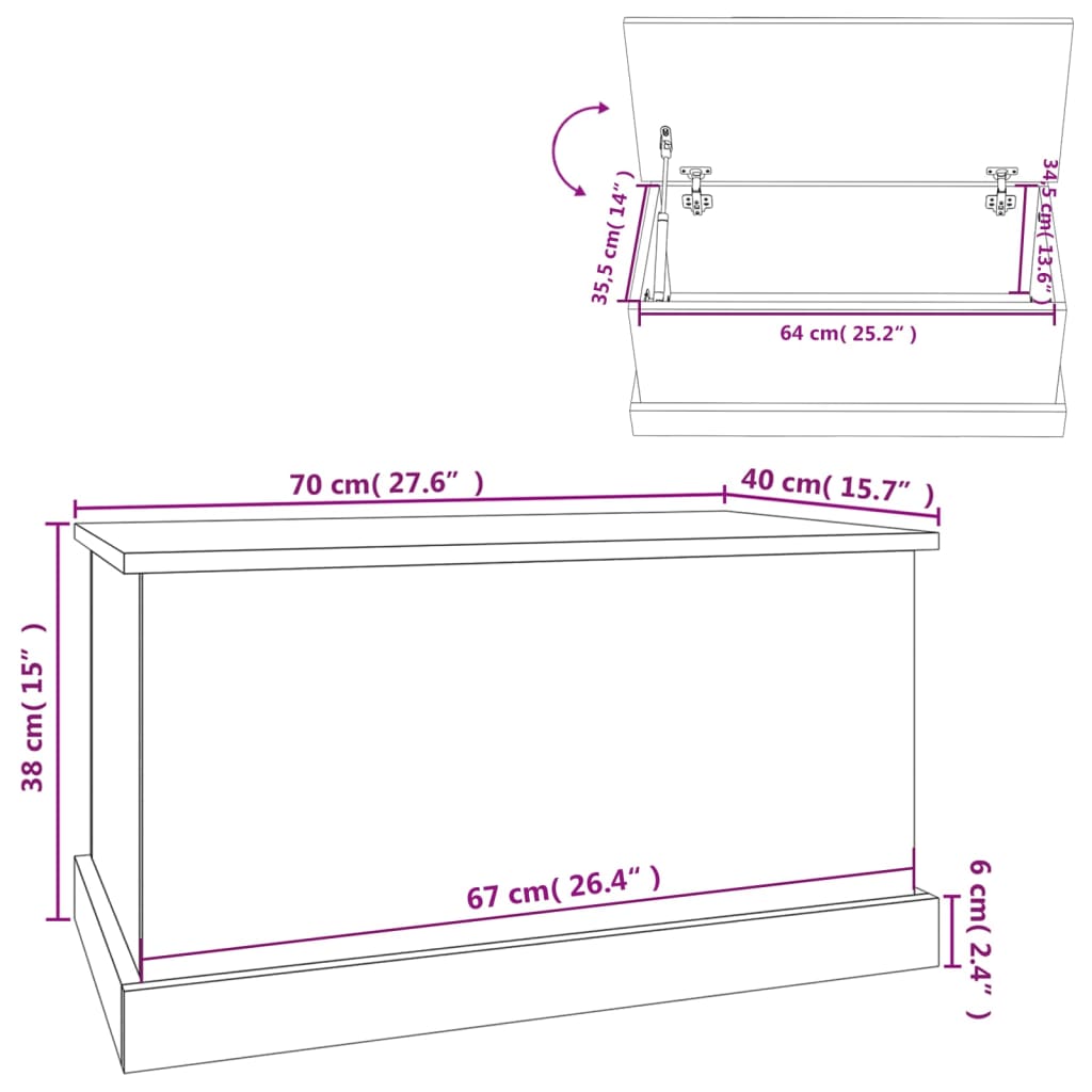 Coffre de rangement Blanc 70x40x38 cm Bois d'ingénierie - XIOS