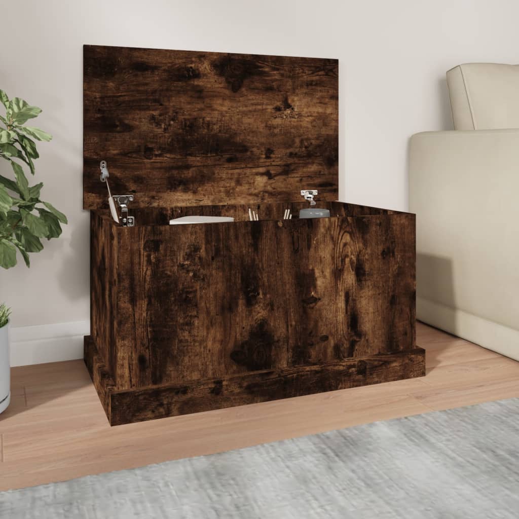 Boîte de rangement chêne fumé 70x40x38 cm bois d'ingénierie - XIOS