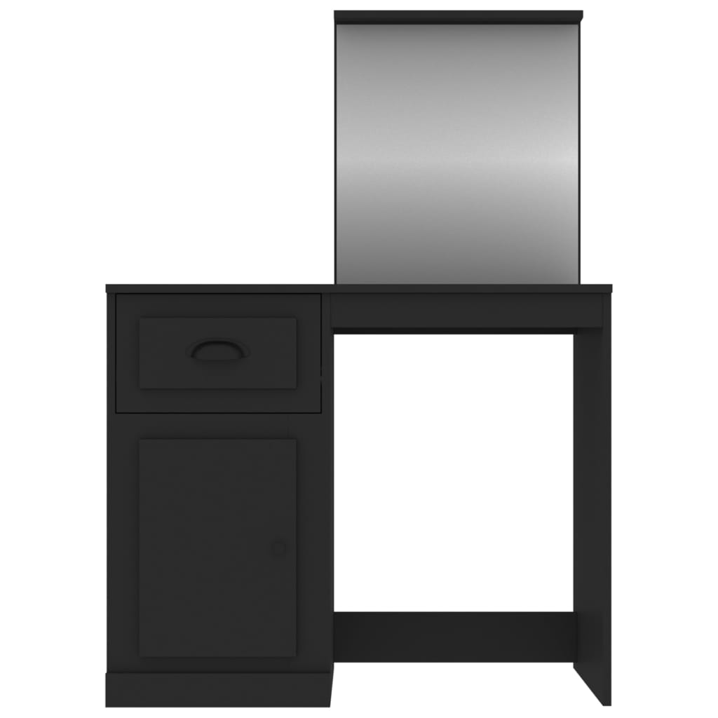 Coiffeuse avec miroir noir 90x50x132,5 cm bois d'ingénierie - XIOS