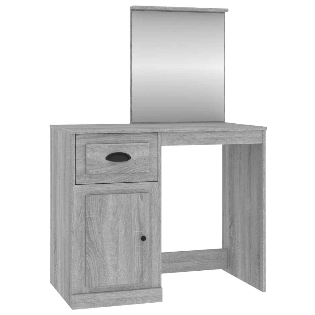 Coiffeuse avec miroir sonoma gris 90x50x132,5cm bois ingénierie - XIOS