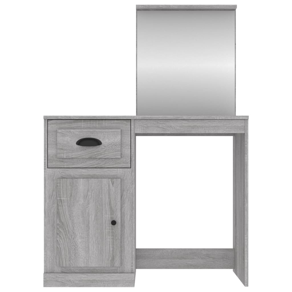 Coiffeuse avec miroir sonoma gris 90x50x132,5cm bois ingénierie - XIOS