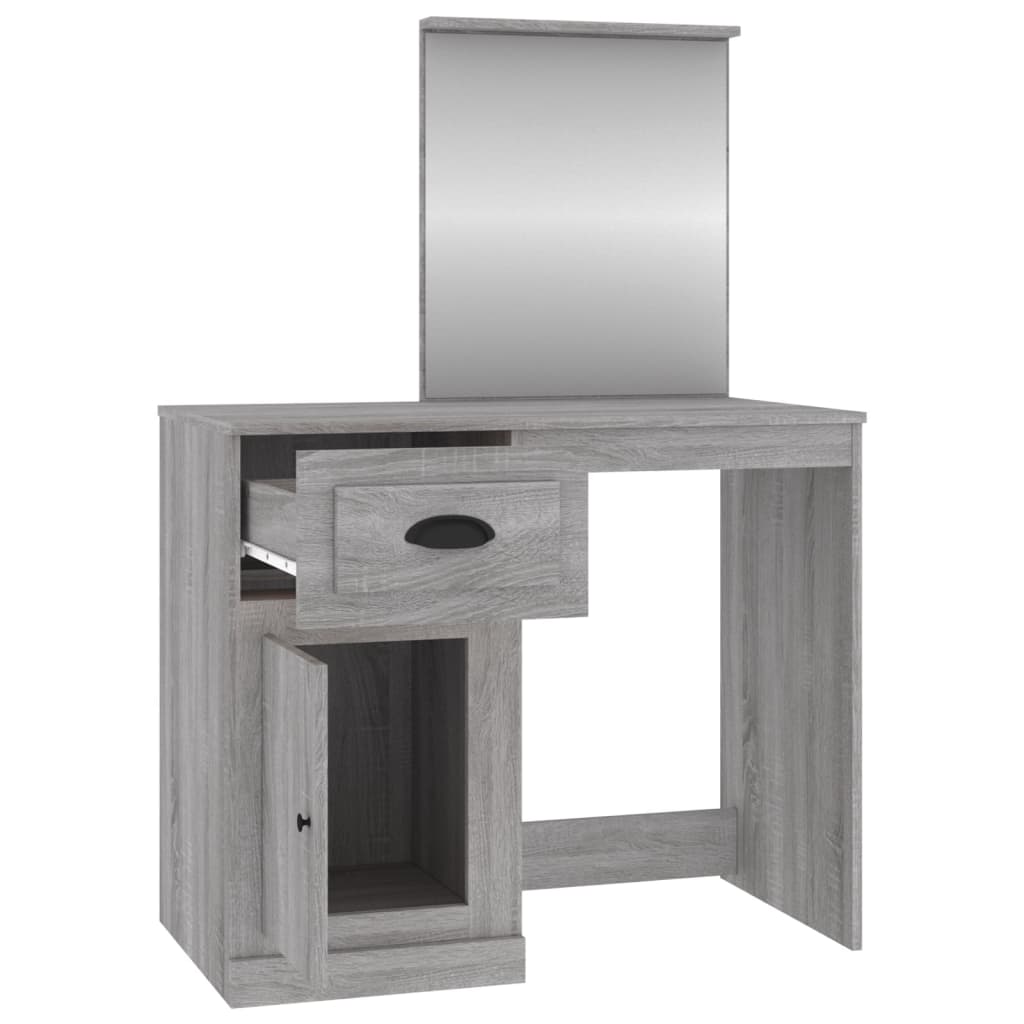 Coiffeuse avec miroir sonoma gris 90x50x132,5cm bois ingénierie - XIOS