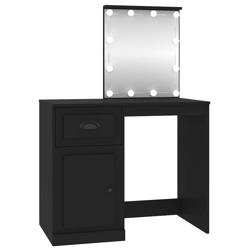 Coiffeuse avec LED noir 90x50x132,5 cm bois d'ingénierie - XIOS