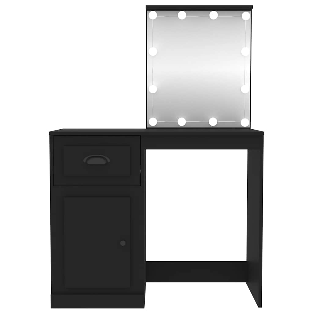 Coiffeuse avec LED noir 90x50x132,5 cm bois d'ingénierie - XIOS