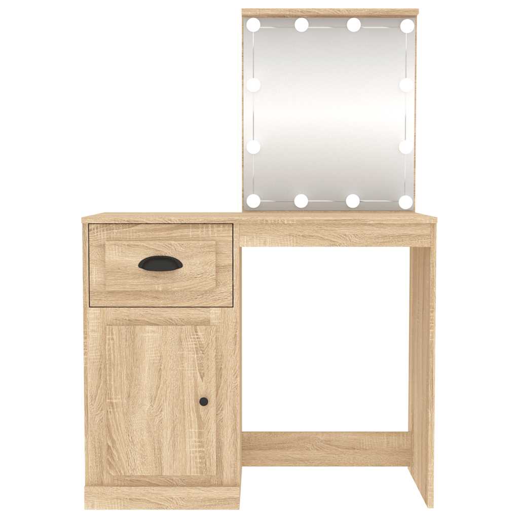 Coiffeuse avec LED chêne sonoma 90x50x132,5cm bois d'ingénierie - XIOS