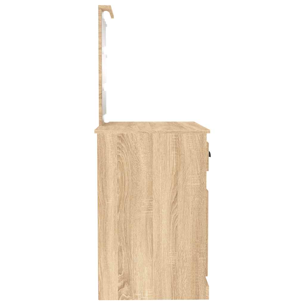Coiffeuse avec LED chêne sonoma 90x50x132,5cm bois d'ingénierie - XIOS
