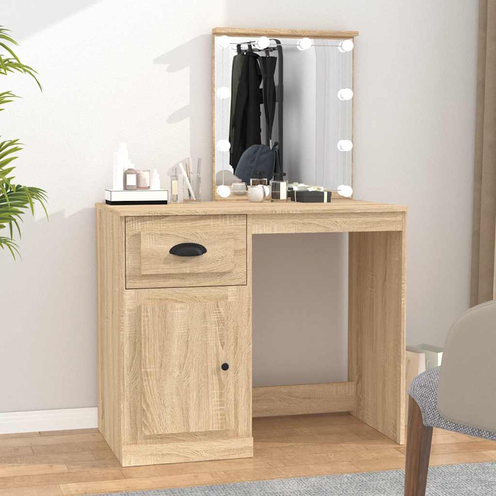 Coiffeuse avec LED chêne sonoma 90x50x132,5cm bois d'ingénierie - XIOS