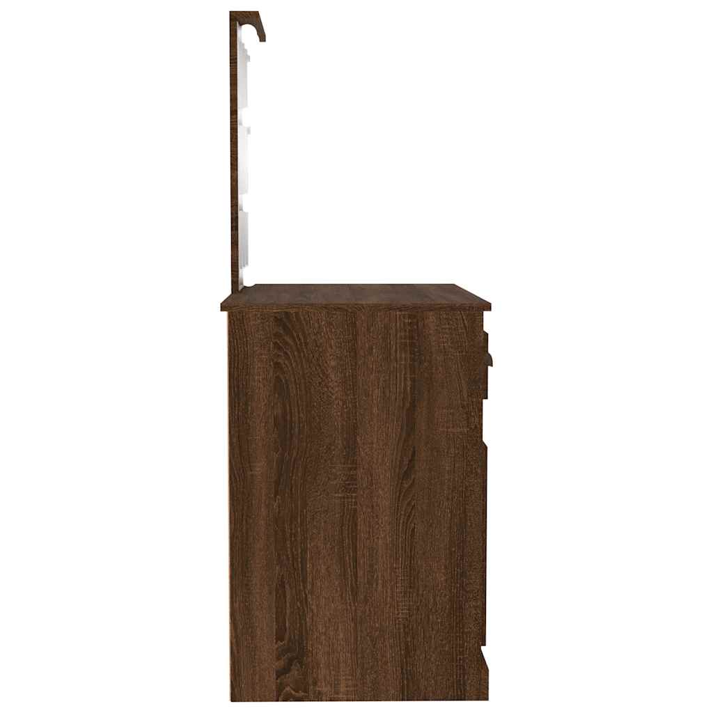 Coiffeuse avec LED chêne marron 90x50x132,5cm bois d'ingénierie - XIOS