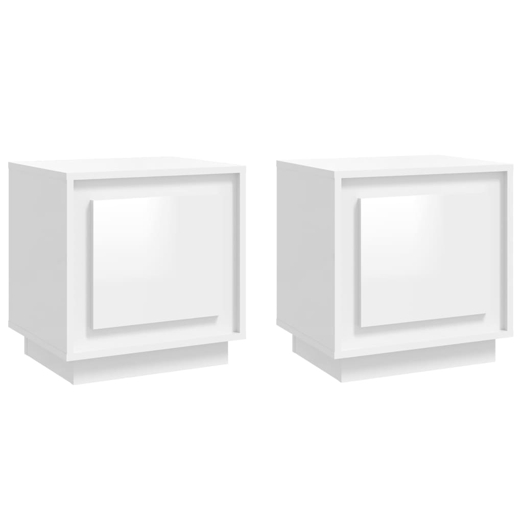 Tables de chevet 2pcs blanc brillant 44x35x45cm bois ingénierie - XIOS