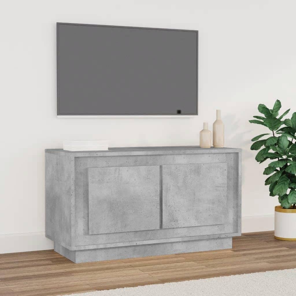Meuble TV gris béton 80x35x45 cm bois d'ingénierie - XIOS