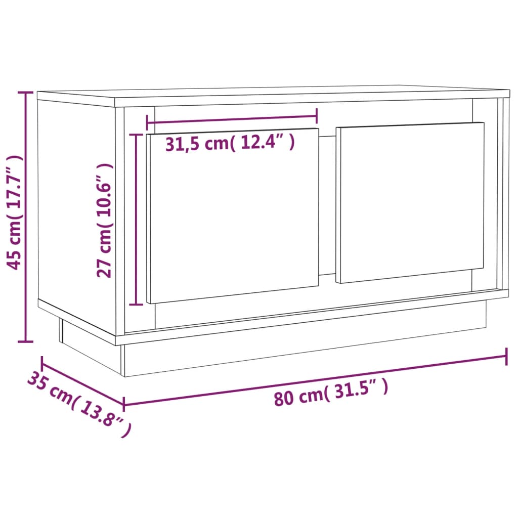 Meuble TV chêne marron 80x35x45 cm bois d'ingénierie - XIOS