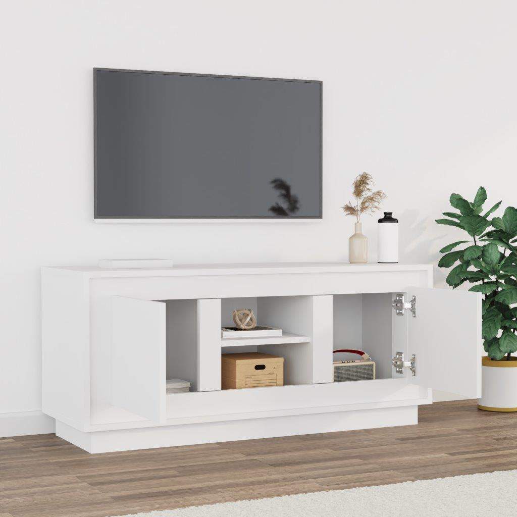 Meuble TV blanc 102x35x45 cm bois d'ingénierie - XIOS