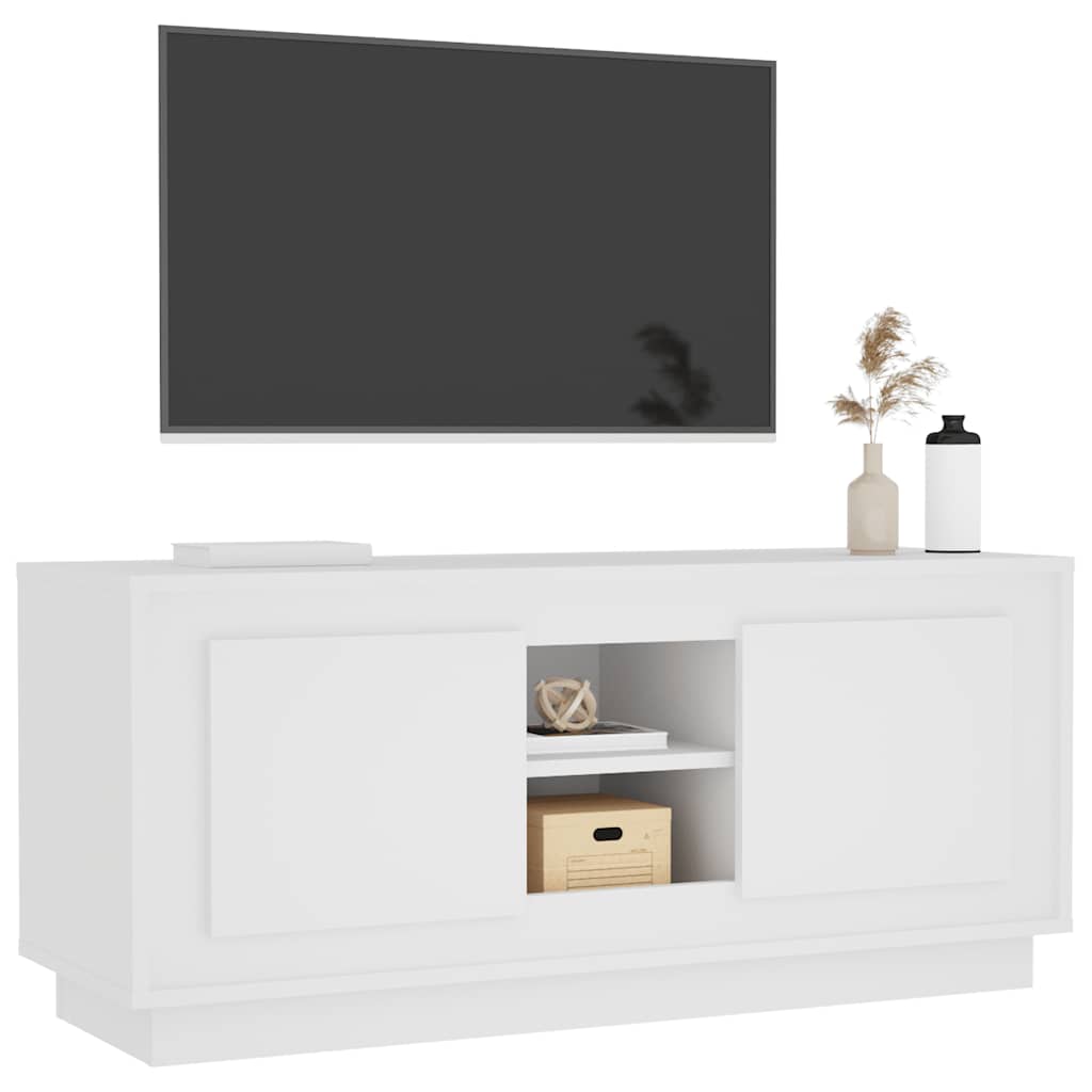 Meuble TV blanc 102x35x45 cm bois d'ingénierie - XIOS