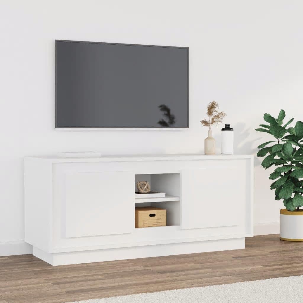 Meuble TV blanc 102x35x45 cm bois d'ingénierie - XIOS