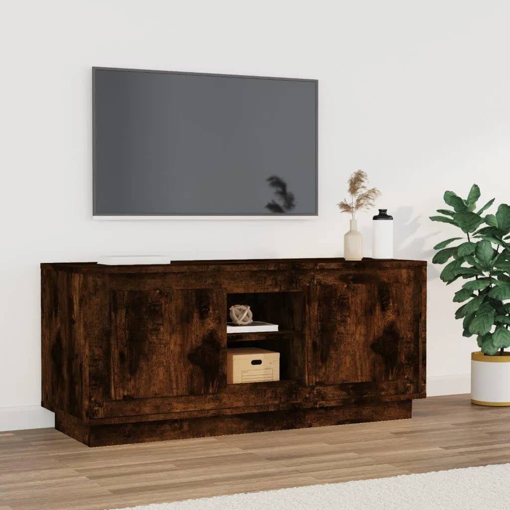 Meuble TV chêne fumé 102x35x45 cm bois d'ingénierie - XIOS