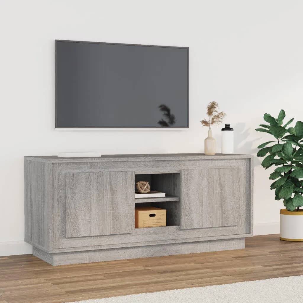 Meuble TV sonoma gris 102x35x45 cm bois d'ingénierie - XIOS