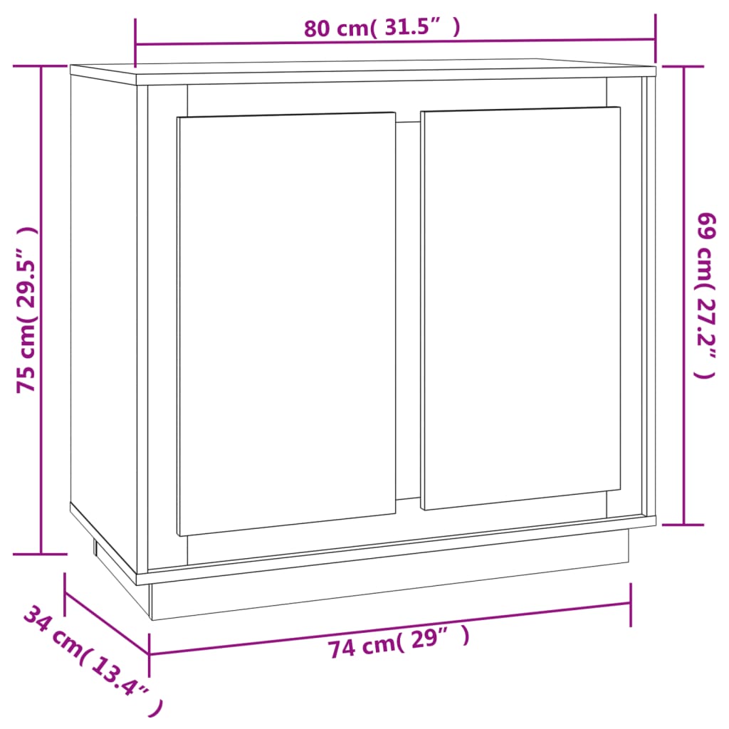 Buffet chêne sonoma 80x34x75 cm bois d'ingénierie - XIOS