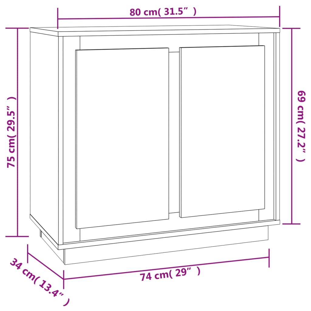 Buffet chêne fumé 80x34x75 cm bois d'ingénierie - XIOS