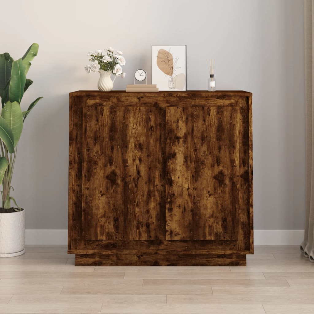 Buffet chêne fumé 80x34x75 cm bois d'ingénierie - XIOS