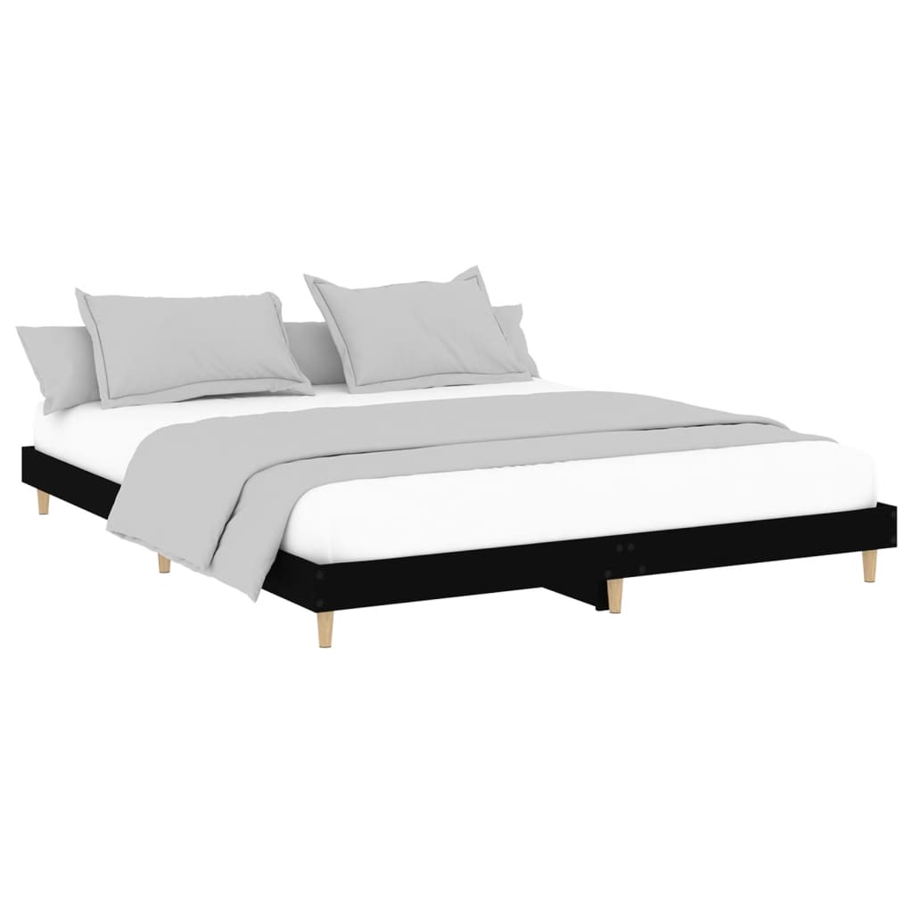 Cadre de lit sans matelas noir 200x200 cm bois d'ingénierie - XIOS