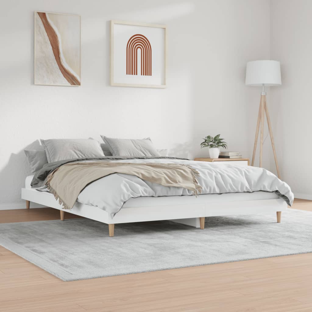 Cadre de lit sans matelas blanc brillant 200x200 cm - XIOS