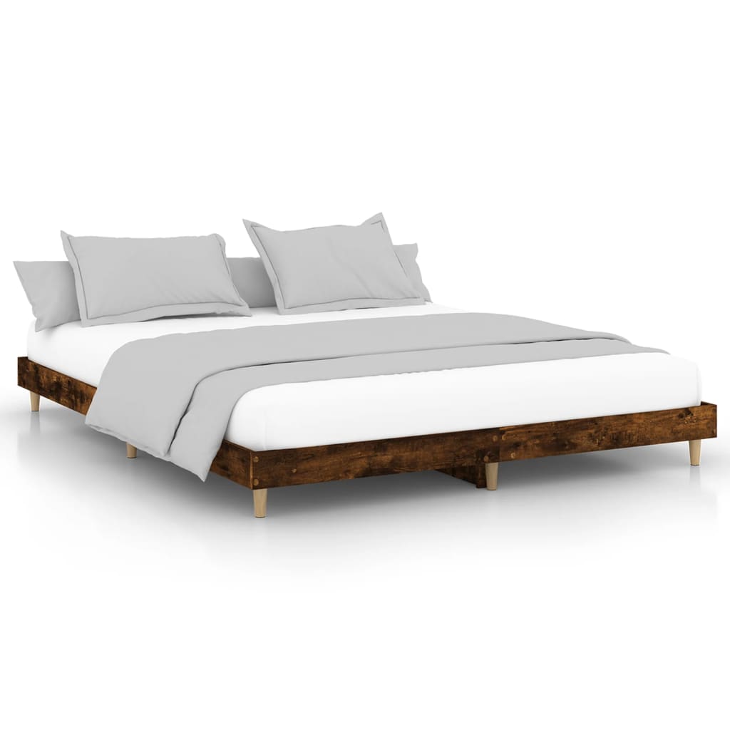 Cadre de lit sans matelas chêne fumé 200x200 cm bois ingénierie - XIOS