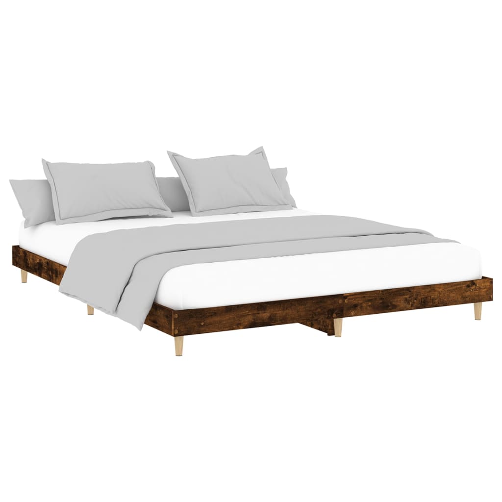 Cadre de lit sans matelas chêne fumé 200x200 cm bois ingénierie - XIOS