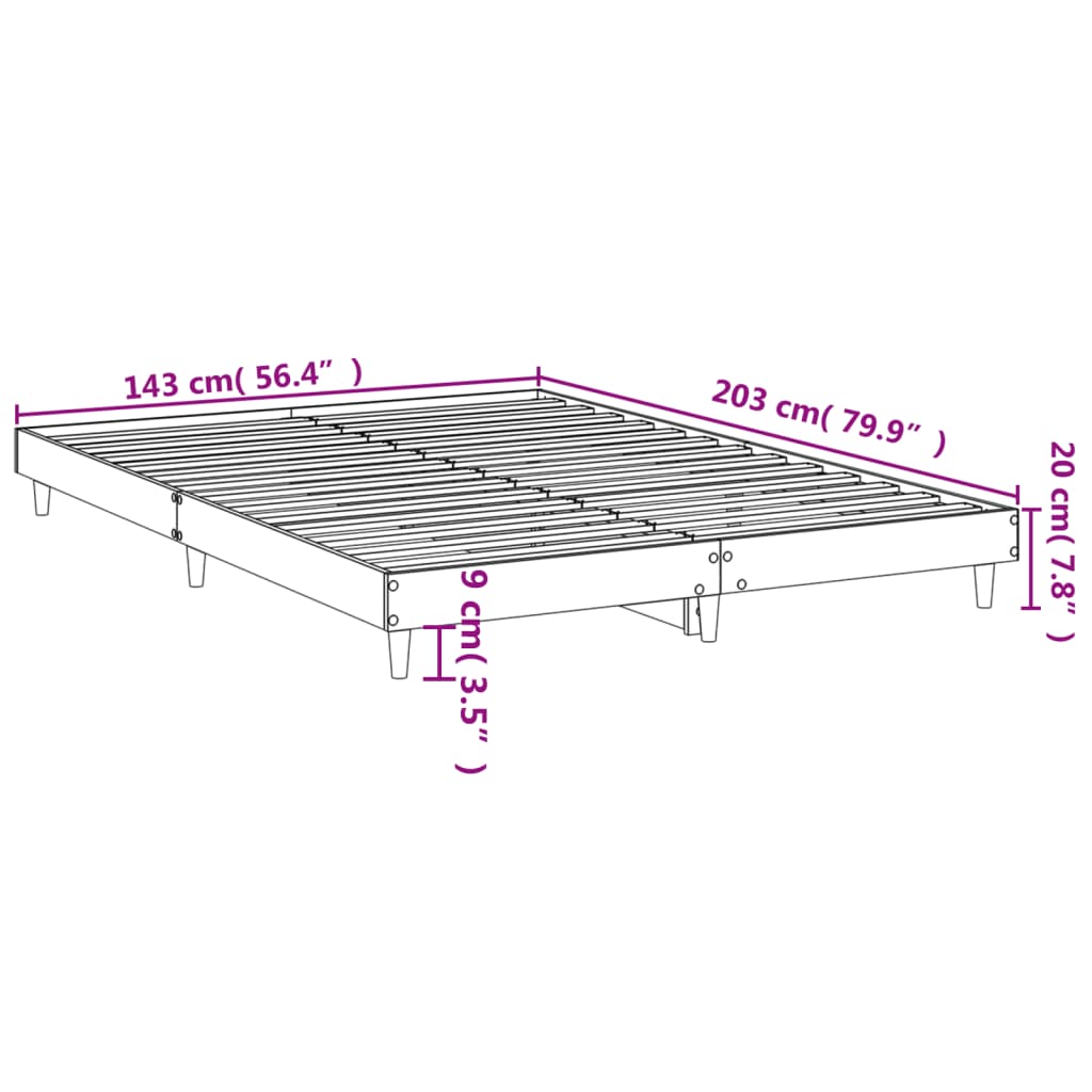 Cadre de lit sans matelas chêne fumé 140x200 cm bois ingénierie - XIOS