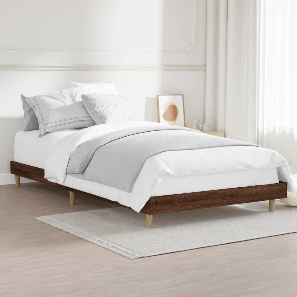Cadre de lit sans matelas chêne marron 90x200cm bois ingénierie - XIOS