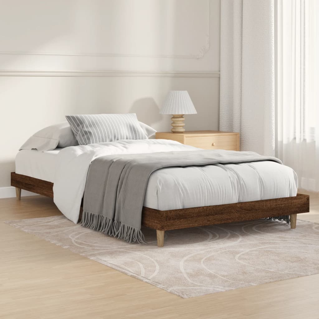 Cadre de lit sans matelas chêne marron 90x200cm bois ingénierie - XIOS