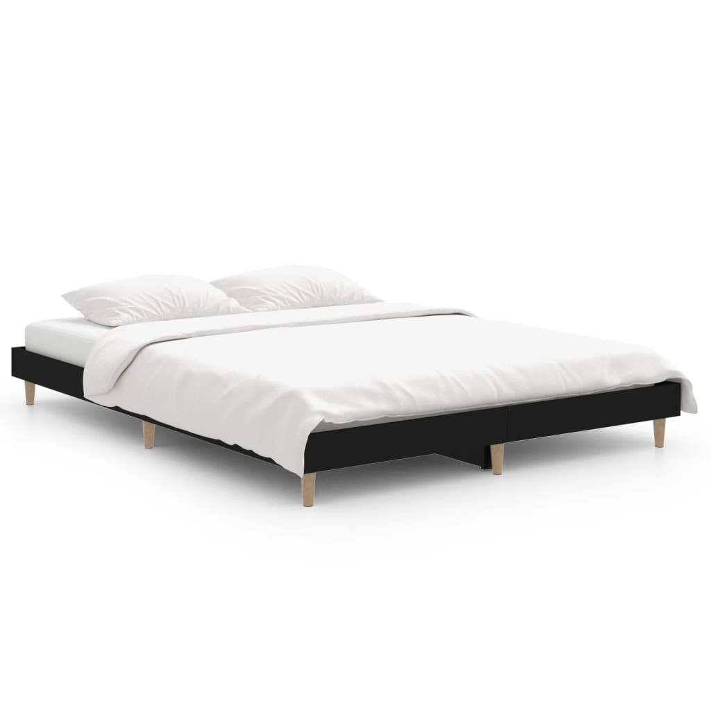 Cadre de lit sans matelas noir 140x190 cm bois d'ingénierie - XIOS