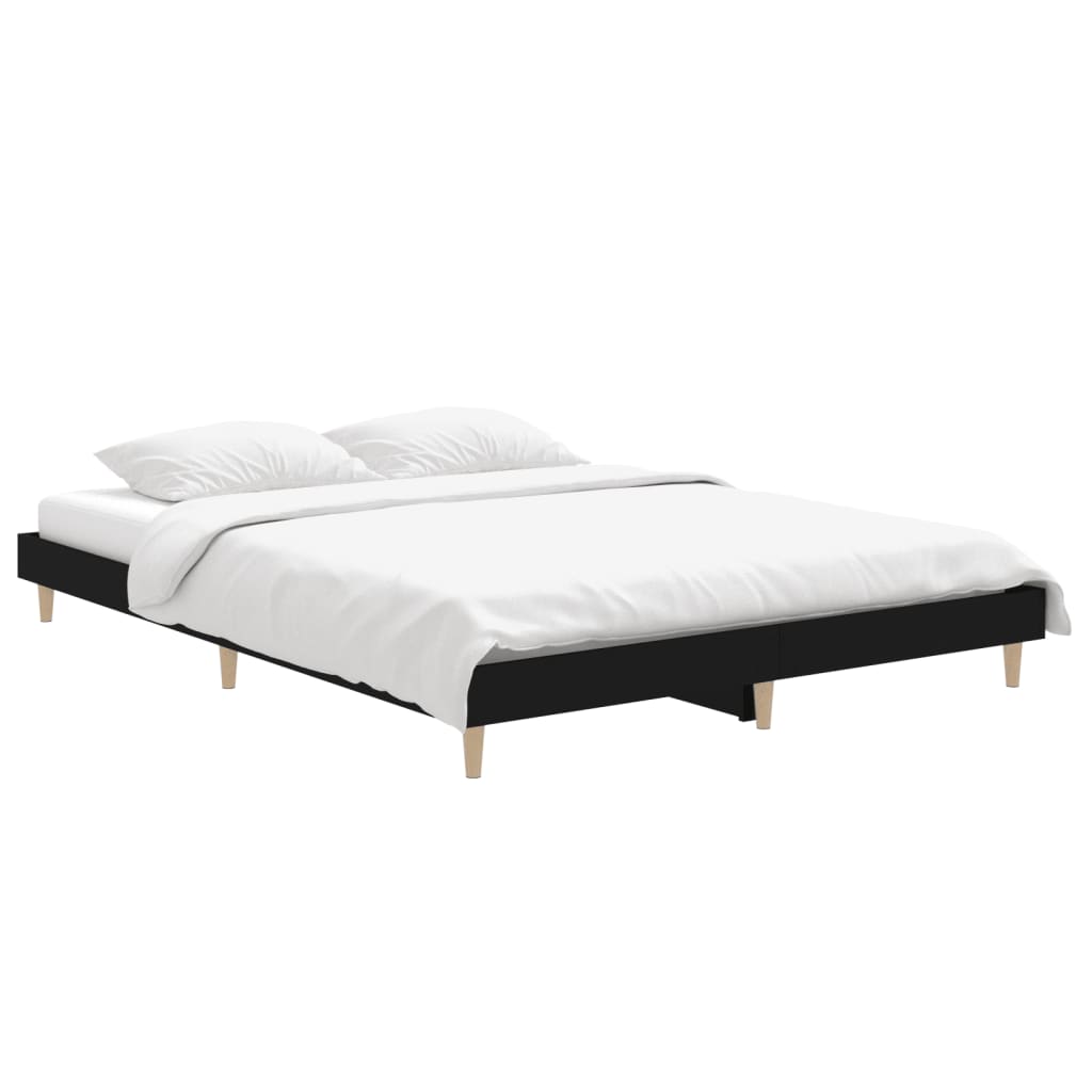 Cadre de lit sans matelas noir 140x190 cm bois d'ingénierie - XIOS